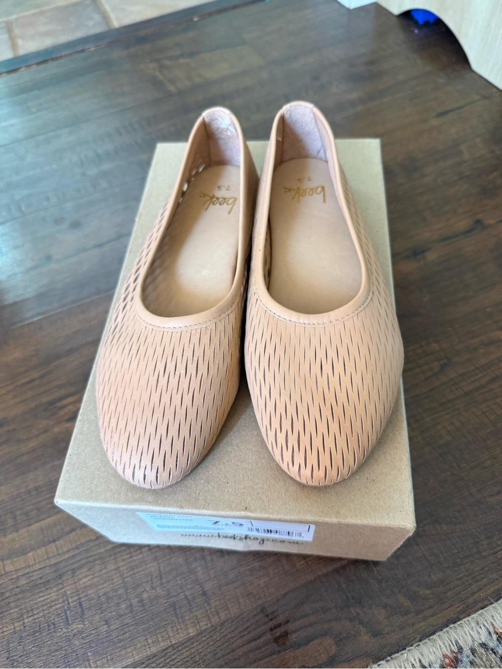 beek Women's Nude/Tan Slip-On Perforated Ballet Flats